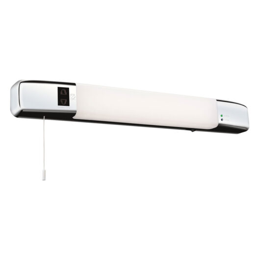 Firstlight Slimline LED Shaver Light 8W with On/Off Pull Cord Cool White Opal Glass in Chrome