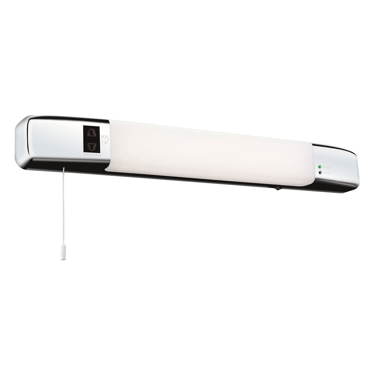 Firstlight Slimline LED Shaver Light 8W with On/Off Pull Cord Cool White Opal Glass in Chrome