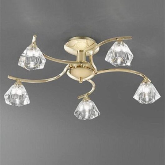 Franklite FL2230/5 Twista Brass 5 Light Flush Ceiling Lamp