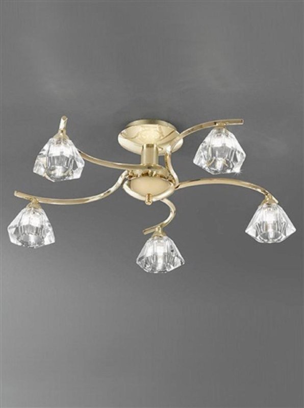 Franklite FL2230/5 Twista Brass 5 Light Flush Ceiling Lamp