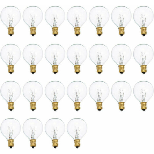 G40 Light Bulbs, Replacement for G40 Incandescent Bulbs, 7W, 220-240V, Clear Globe Bulb, E12 Base, 25 Pack, Cool White