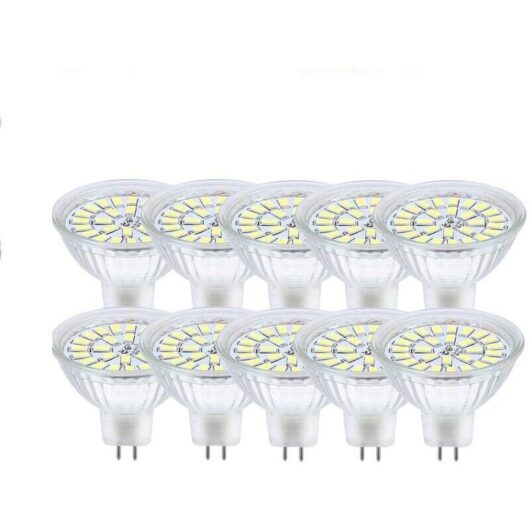 GU5.3 LED Light Bulb Cool White 6000K, MR16 LED 12V 3W Equivalent to 30W Halogen, LED Spot Light Bulbs Non Dimmable, Pack of 10 [Energy Class F]