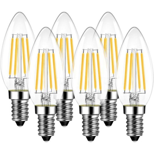 [NEVER USED] 4W LED Filament Bulb E14 C35, Equivalent to 40W Halogen Bulb, 470 lumens, AC 220-240V - Cool White 6500K - 270° Beam Angle, Pack of 6