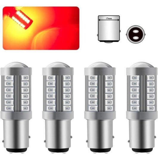 Never used] x 1157 BAY15D led Bulb, Super Bright Red, 6000K, 5630, 33 smd, Canbus Brake Light Bulb, 12V