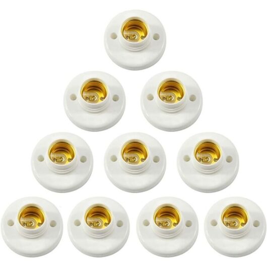 Odipie - never used] E27 Lamp Holder, Wall Screw Socket, led Bulb Base Converter Adapter, for E27 Bulb Plastic Round Screw Socket 10PCS
