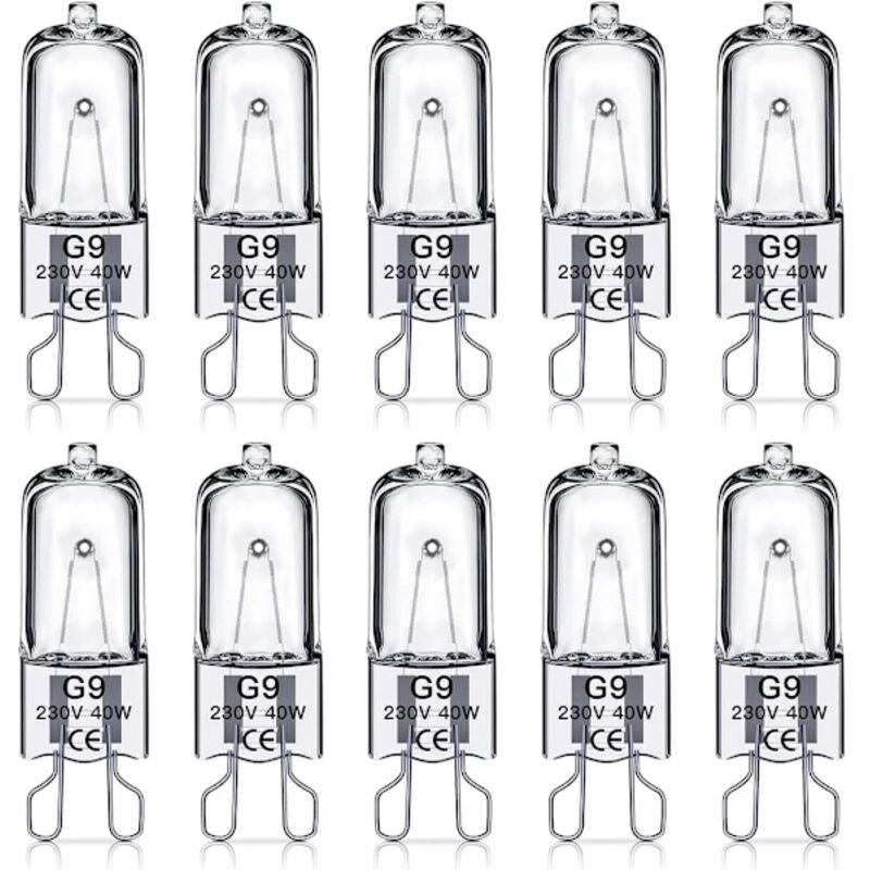 Pack of 10 G9 Halogen Bulbs - 230V 40W - 560 lm - Warm White 2700K - Dimmable - Home and Commercial Indoor Lighting - 3000h