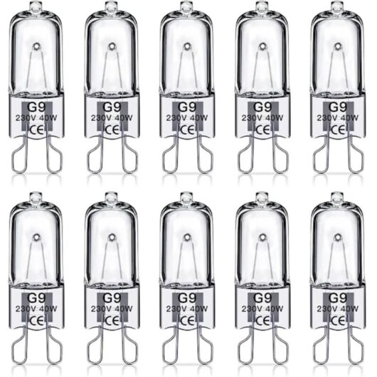 Pack of 10 G9 Halogen Bulbs - 230V 40W - 560 lm - Warm White 2700K - Dimmable - Indoor Home and Commercial Lighting - 3000h