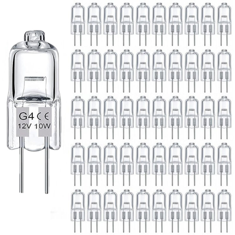Pack of 100 G4 Halogen Bulbs - 160 Lumens - Warm White 2800K - Dimmable - Home and Commercial Indoor Lighting - 3000h