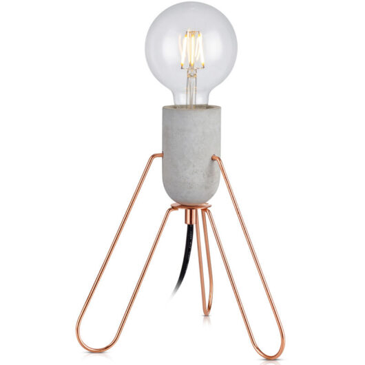 Piccola Accent Tripod Table Lamp, Electric Reading Desk Light for Living Room, Office or Bedroom, Modern Lighting in Rose Gold - Teamson Home