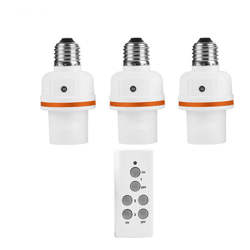 Qiedie - RS-6 Smart Socket Remote Control Bulb E27 Base, 1 remote control, 3 lamp sockets