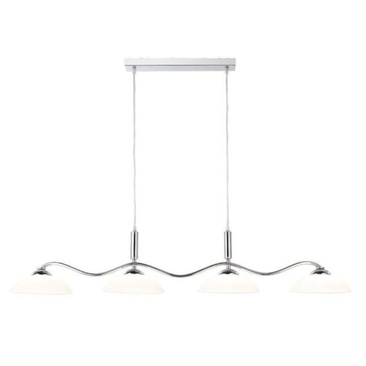 Searchlight 6184-4CC 4 Light Chrome with White Glass Ceiling Pendant