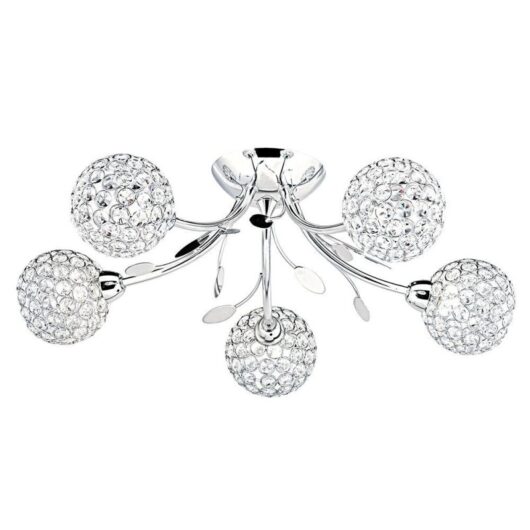 Searchlight 6575-5CC Bellis II Chrome 5 Light Semi Flush Ceiling Light
