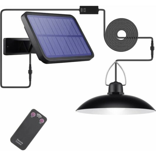 Solar Lights Outdoor, IP65 Solar Light, Solar Powered Pendant Light with Remote Control, LED Solar Lights for Indoor, Garden, Yard, Camping, Garage,