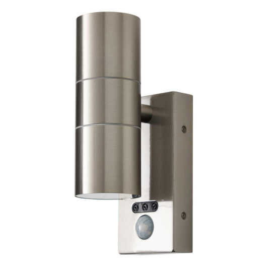 Zink LETO Up and Down Wall Light with PIR sensor in Stainless Steel Outdoor Exterior Front Door Lights