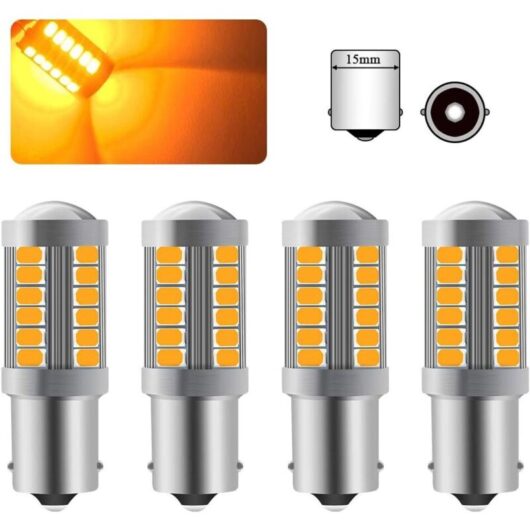 1156BA15S P21W LED Bulb Amber Yellow Super Bright 6000K 5630 33 SMD Car Front Rear Turn Signal Light 12-30V