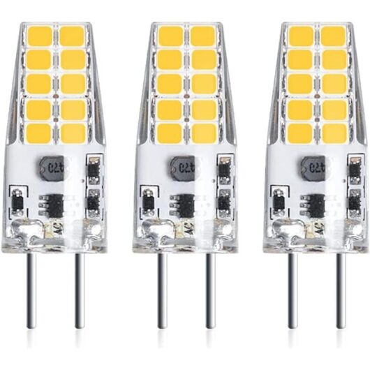 3PCS 3W 12V G6.35 LED Bulb T3/T4/T5 G6.35/GY6.35 Base Cool White 6000K Replacement 30W Halogen Bulb for Under Cabinet Light Desk Lamp-
