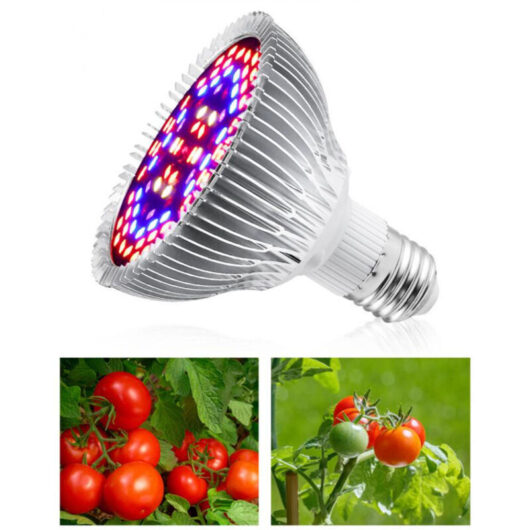 50W Full Spectrum Plant Lamp Bulb, E27 Base, 78 LED Beads, Good Heat Dissipation, Grow Light Bulb for Greenhouses and Vegetable Seedlings, AC85-265V,