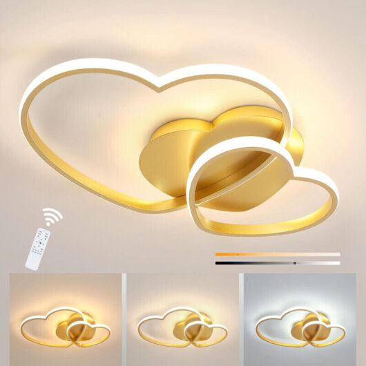 Comely - 48W led Ceiling Light, Dimmable Gold Ceiling Light Fixture Living Room, Remote Control/APP Heart Shape Ceiling Lamp for Bedroom, Kitchen,