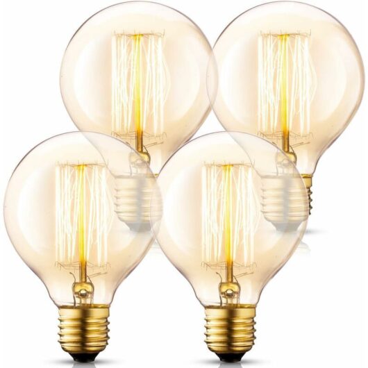 Linghhang - 4 Pack Incandescent Bulbs) Globe G95 Vintage Edison Bulb Set, 40W E27 Amber Glass Wootly Retro Vintage Old Fashioned - Industrial