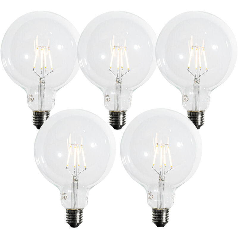 Luedd - Set of 5 E27 3-Step Dimmable led Spiral Filament Bulbs G125 4W 450 lm 2700K