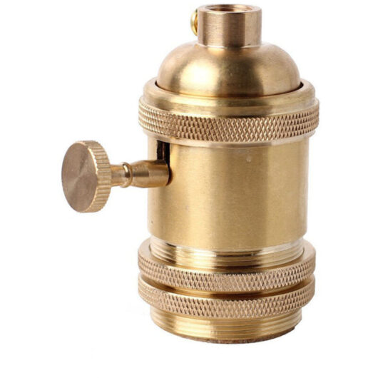 Vintage E26 E27 Bulb Holder Lamp Socket with Switch in Copper Brass Color (Gold)